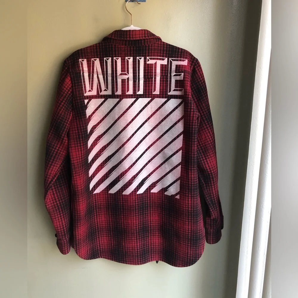 Off-White Heavy Wool Flannel Shirt Jacket Size: M